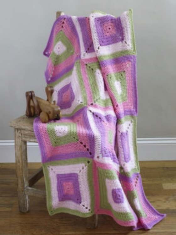 Large square crochet baby blanket pattern