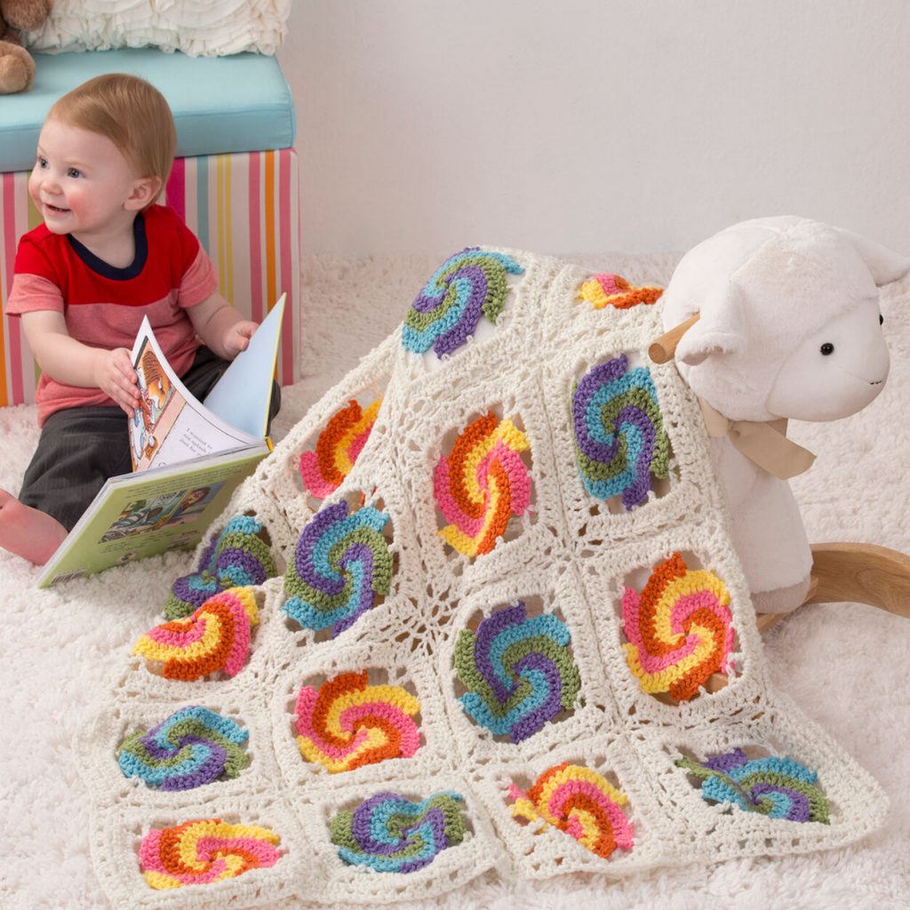 Pinwheel baby blanket crochet pattern