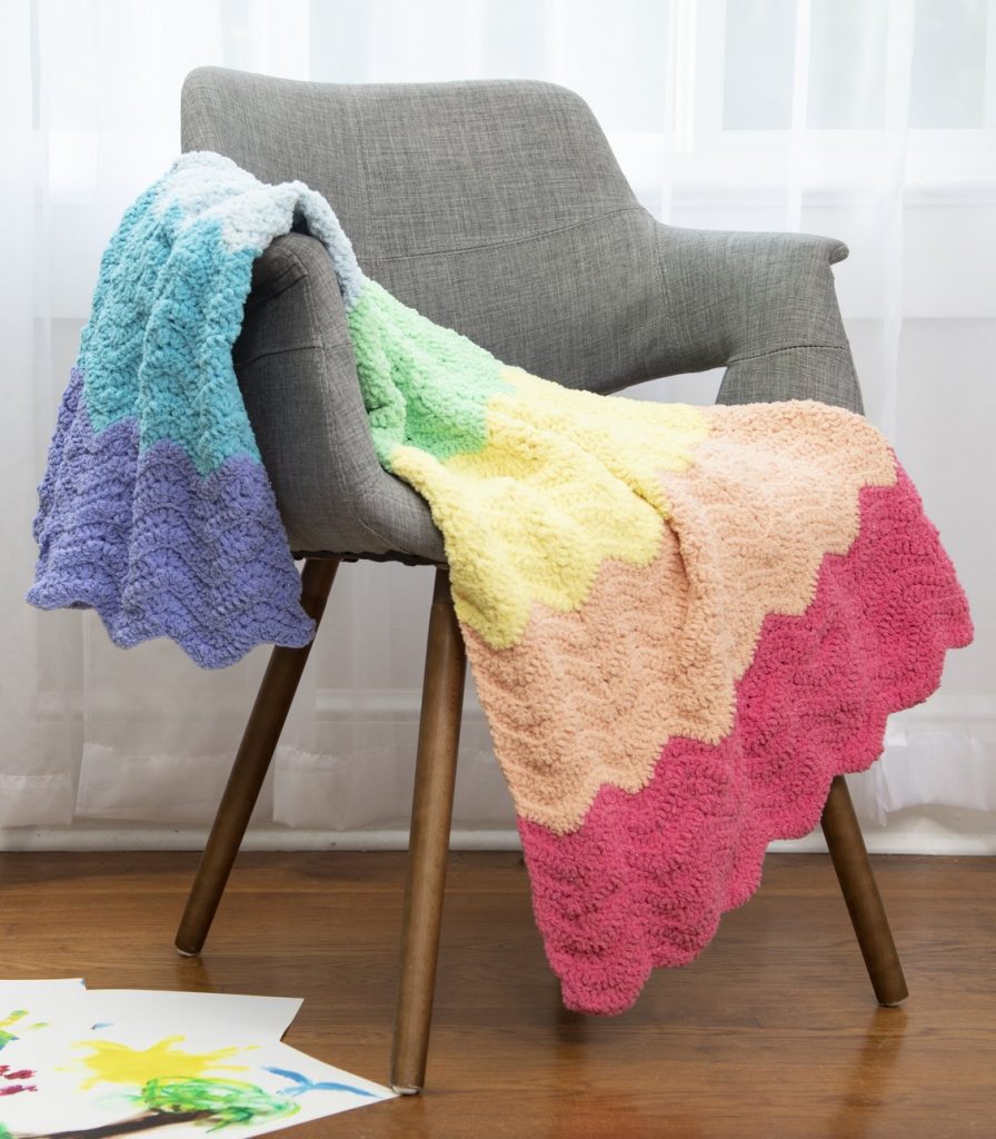 Rainbow ripple throw crochet pattern