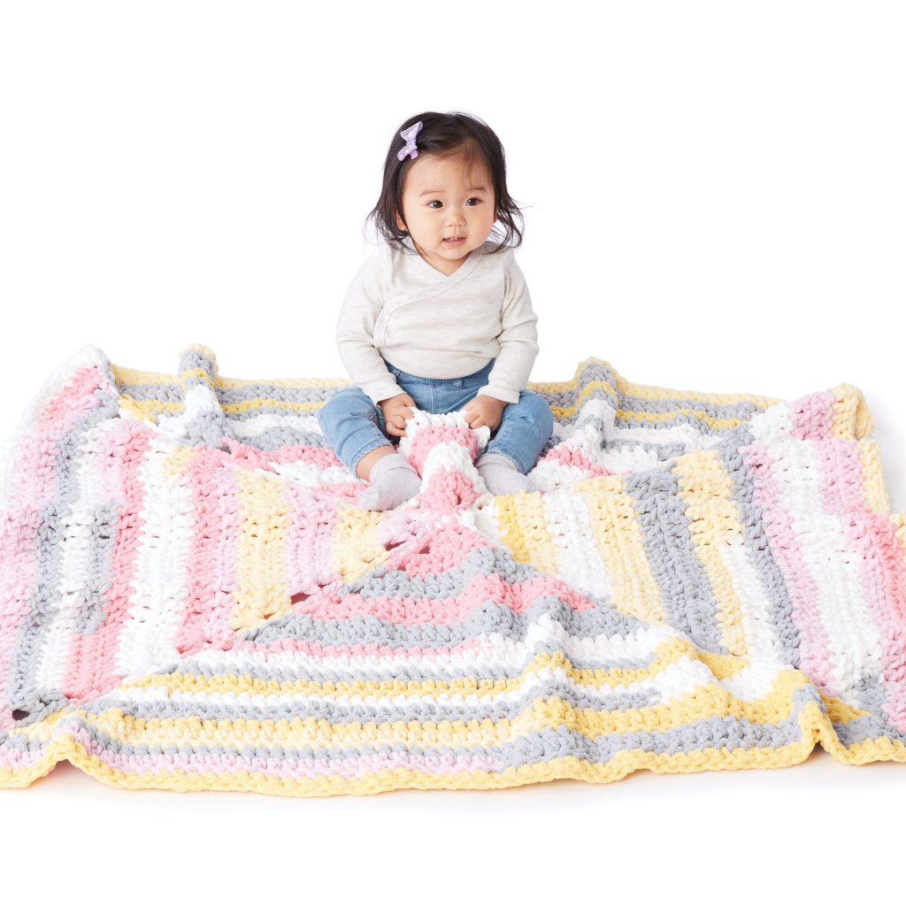 Radiating square crochet baby blanket