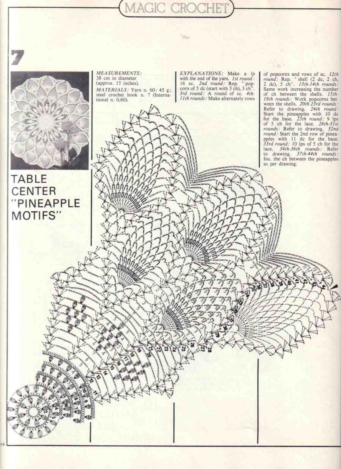 Centre circle pineapple crochet pattern