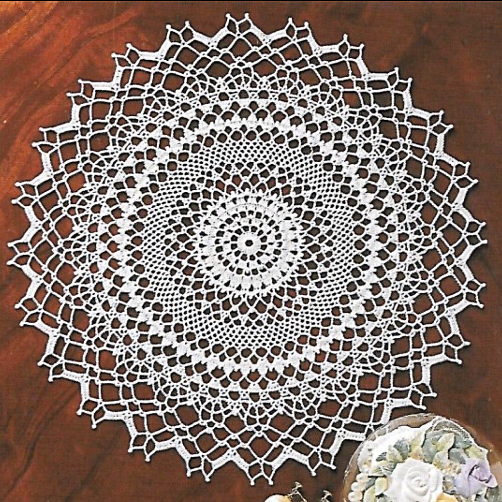 Lacy circular free crochet doily diagram pattern