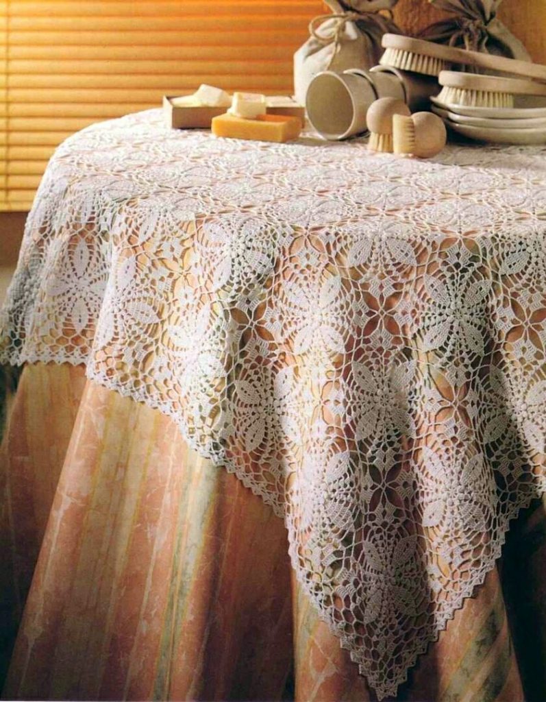 Square motif tablecloth crochet pattern