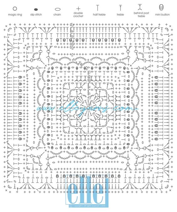 Lace crochet square diagram