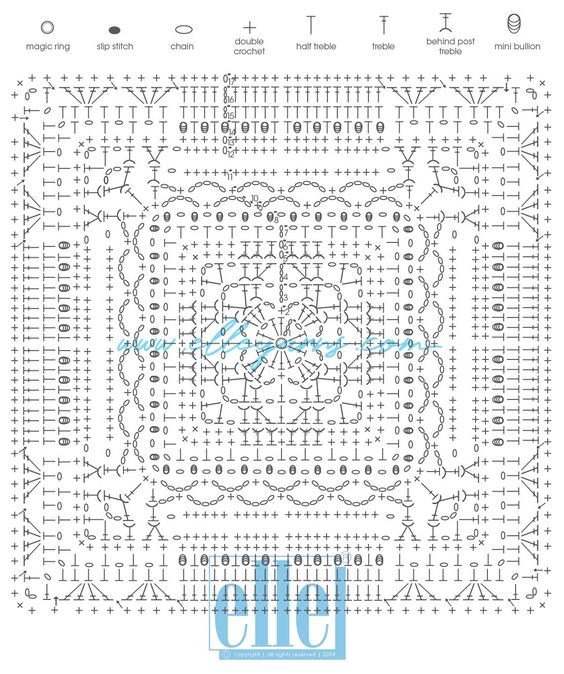 Lace crochet square diagram