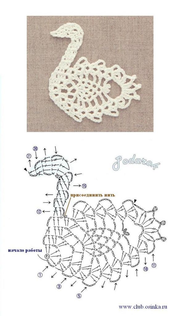 Pineapple swan crochet motif pattern