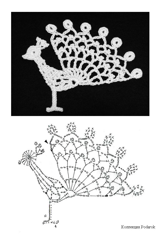 Peacock crochet motif