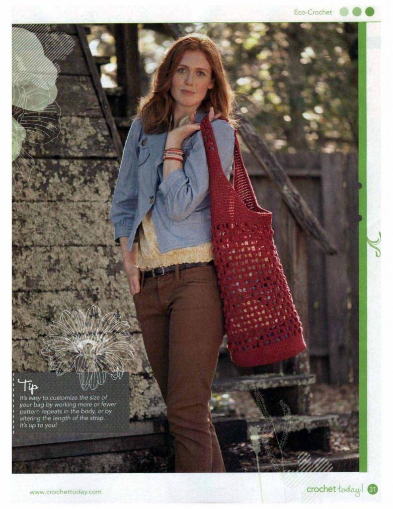 Earth friendly tote crochet market bag pattern