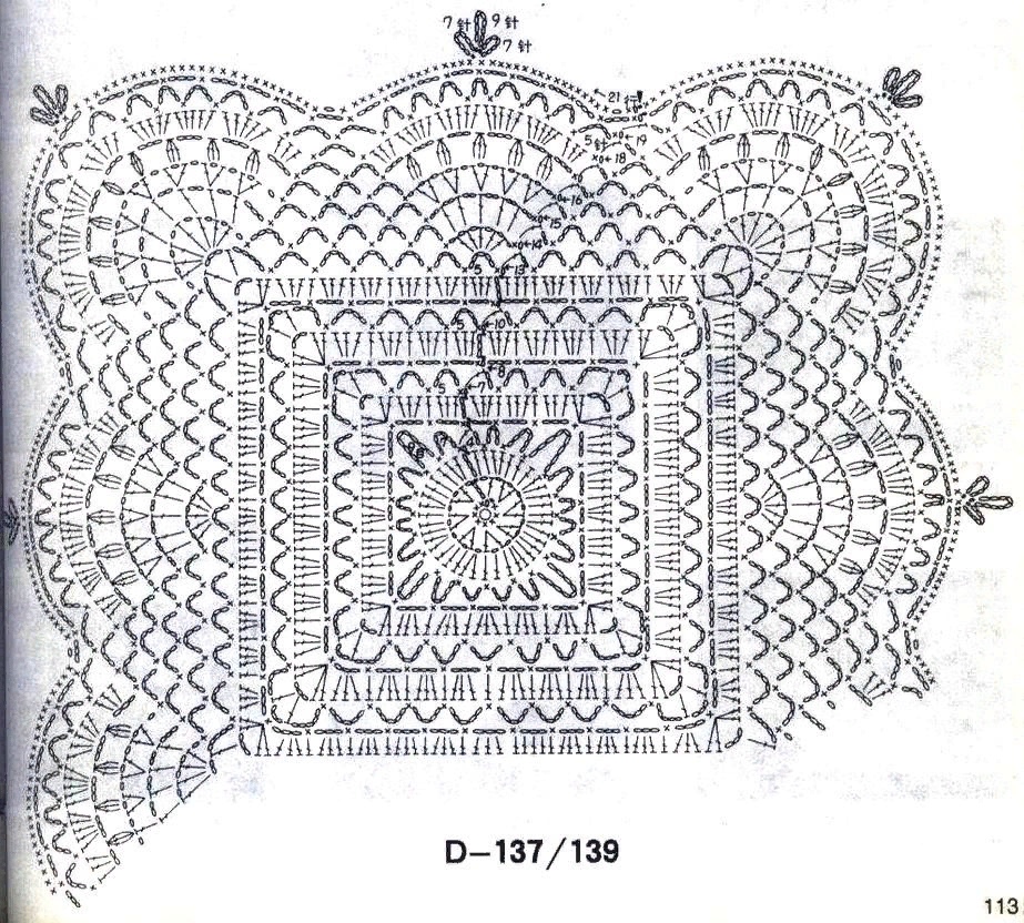 Square crochet doily patterns with diagrams ⋆ Crochet Kingdom