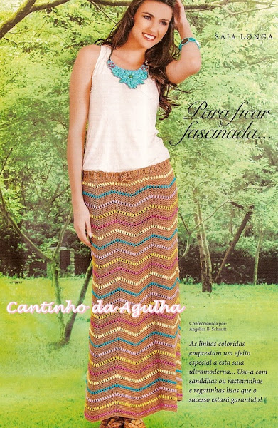 Crochet ripple long skirt