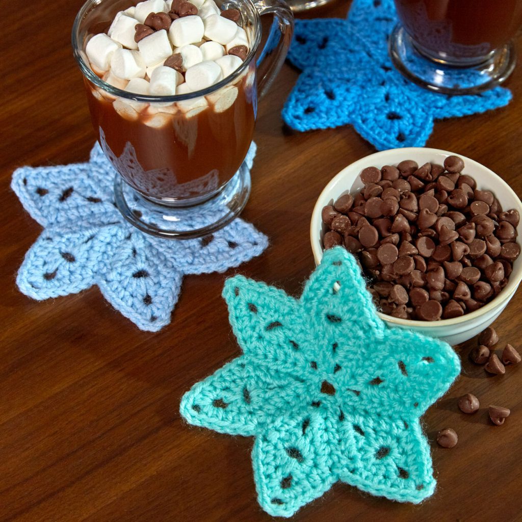 Free crochet pattern for a star coaster motif