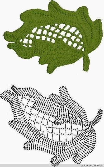 Leaves crochet diagram