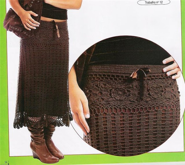 Long lace crochet skirt pattern diagram