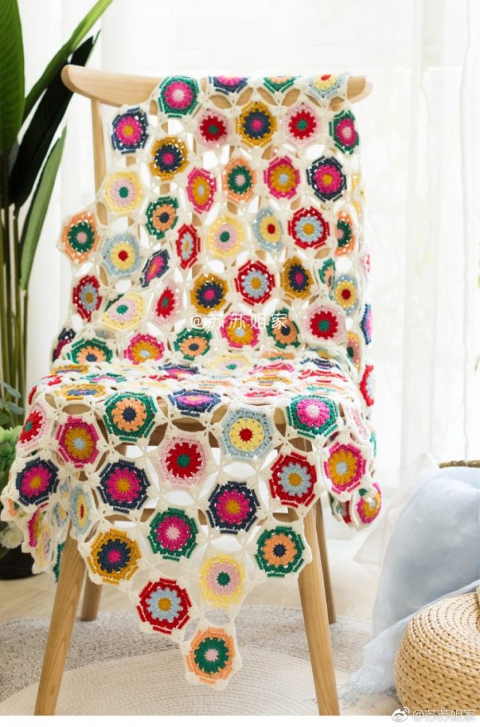 Crochet Flower Hexagon Blanket