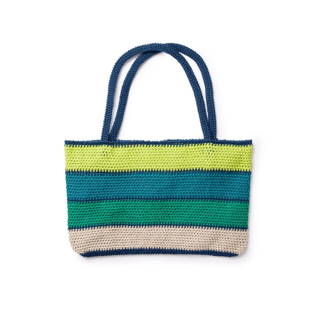 Easy free tote bag crochet pattern with stripes
