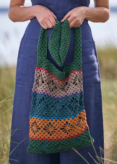 Free crochet tote bag with lace stitch