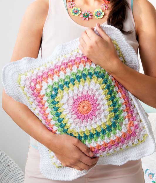 Granny square pillow crochet diagram