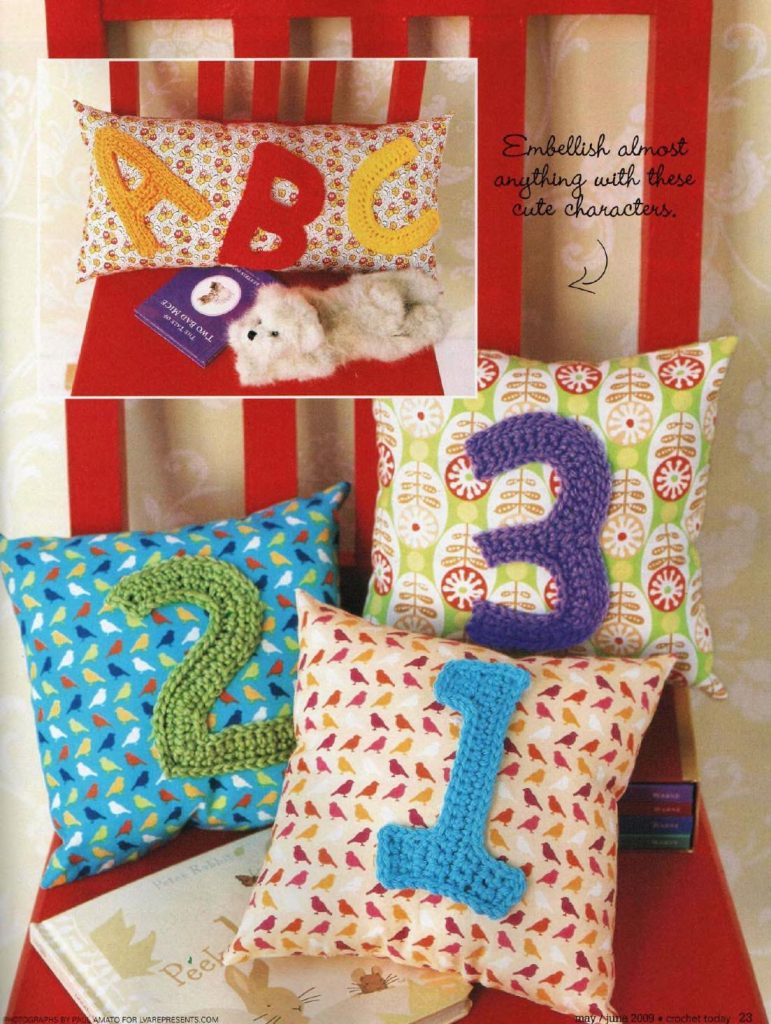 Crochet ABC and 123 pattern applique