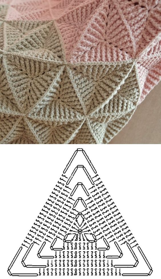 Textured Triangle Crochet Pattern Diagrams for Blankets
