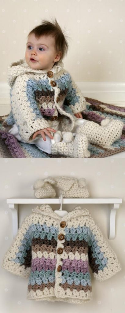 Free Crochet Patterns for Babies Jacket and Booties