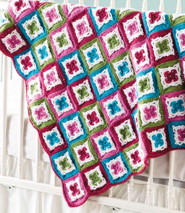 Free crochet pattern for an Irish flower granny square baby blanket