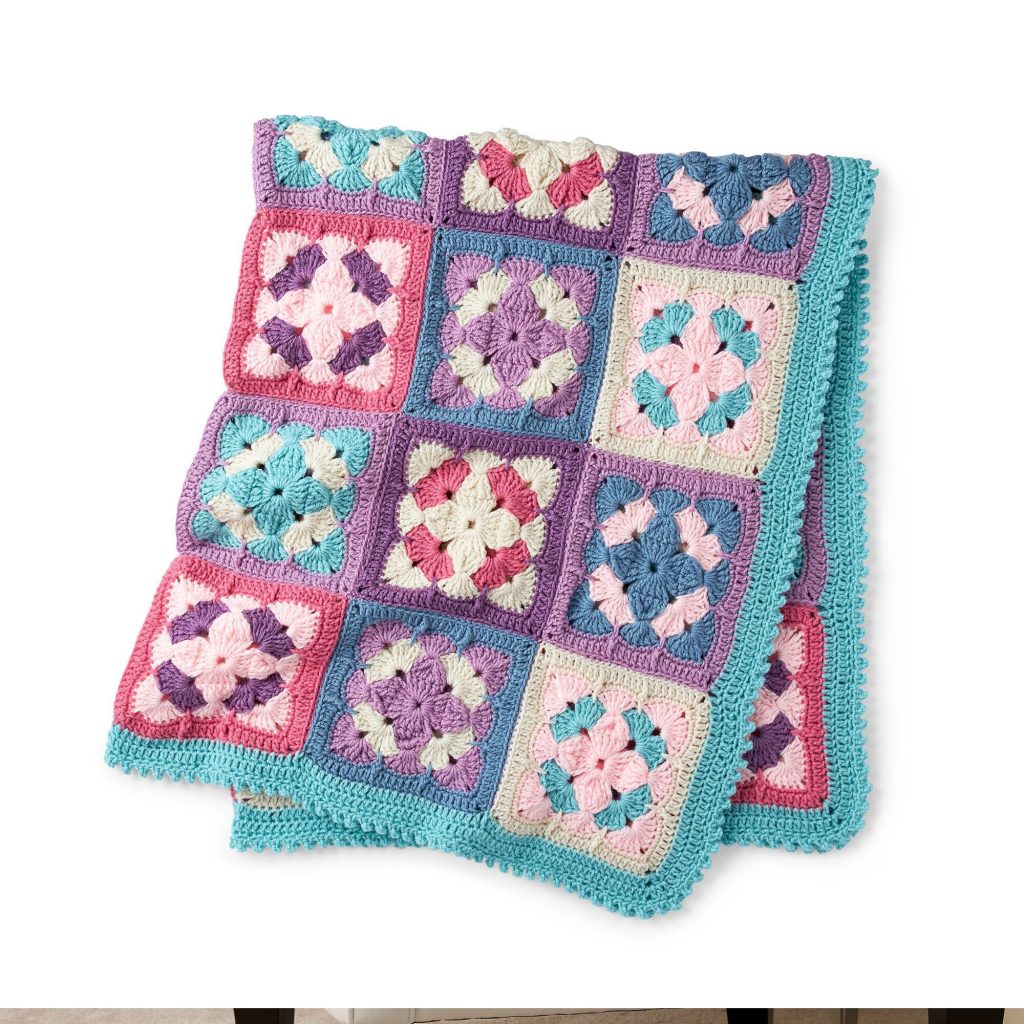 Solid floral square afghan free crochet pattern