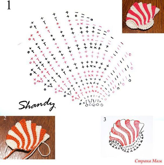 Seashells, Seahorses and Fish Crochet Diagram Motifs for Sealife ⋆