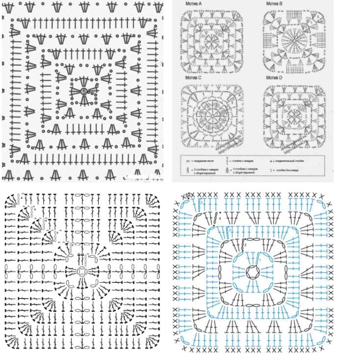 Crochet Granny Square Diagram Variations