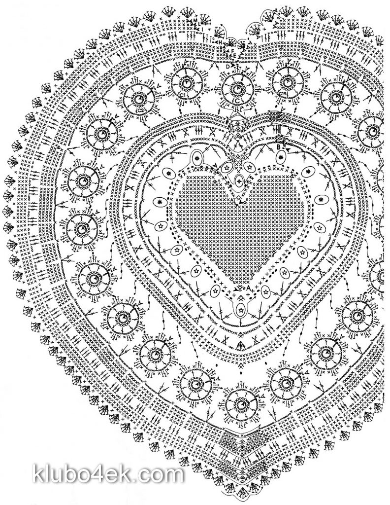 Heart crochet diagram