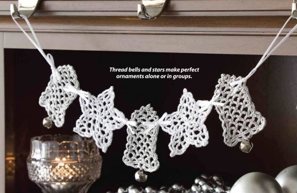 Free crochet christmas pattern for bells and stars garland