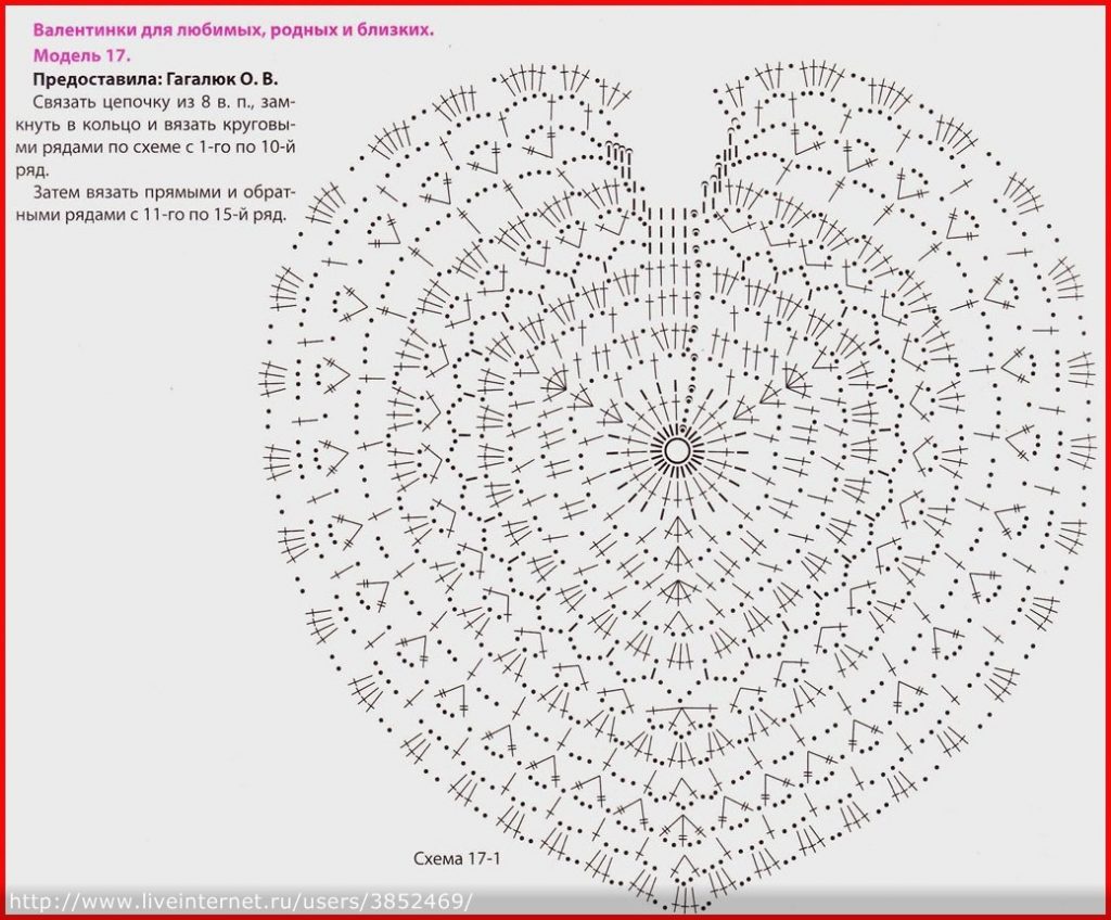 Heart crochet diagram