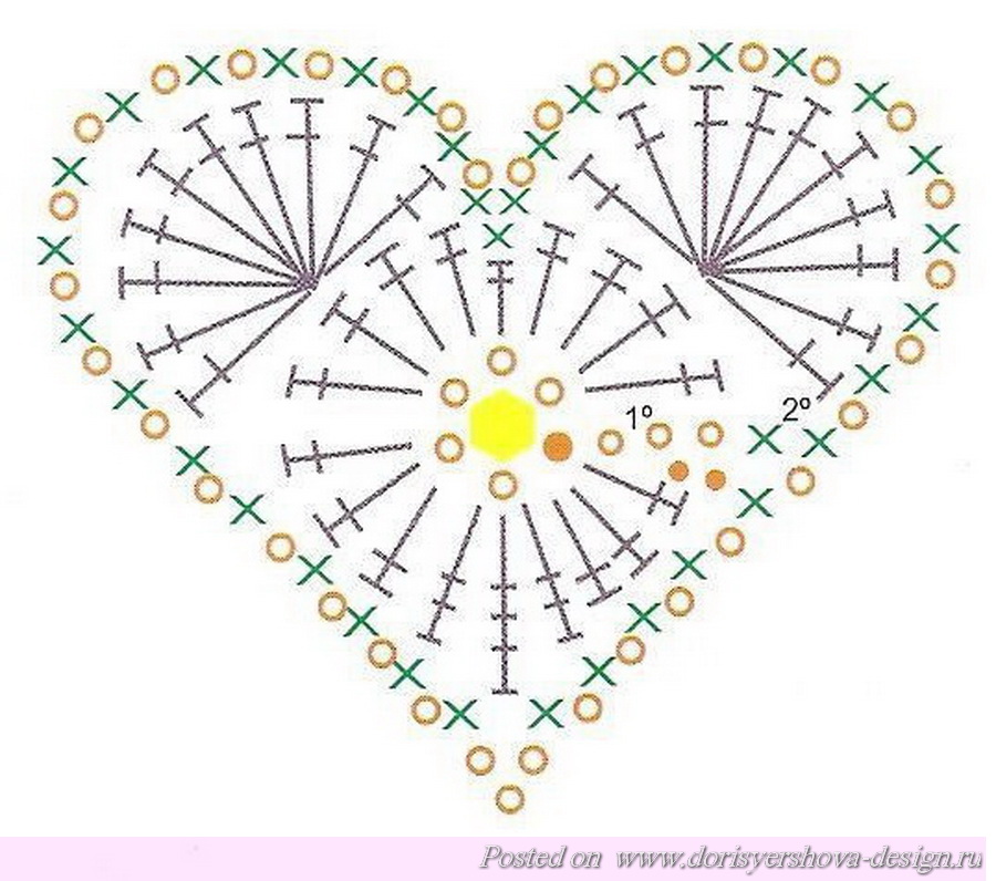 Granny square heart pattern crochet diagram