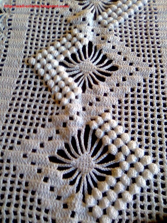 Lace bobble crochet diamond diagram pattern