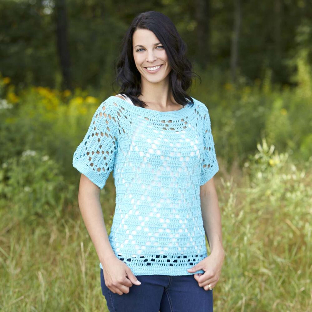 Free diamond lace tee crochet pattern