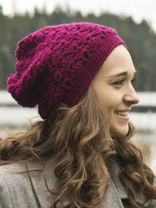 free slouchy eyelet crochet hat pattern