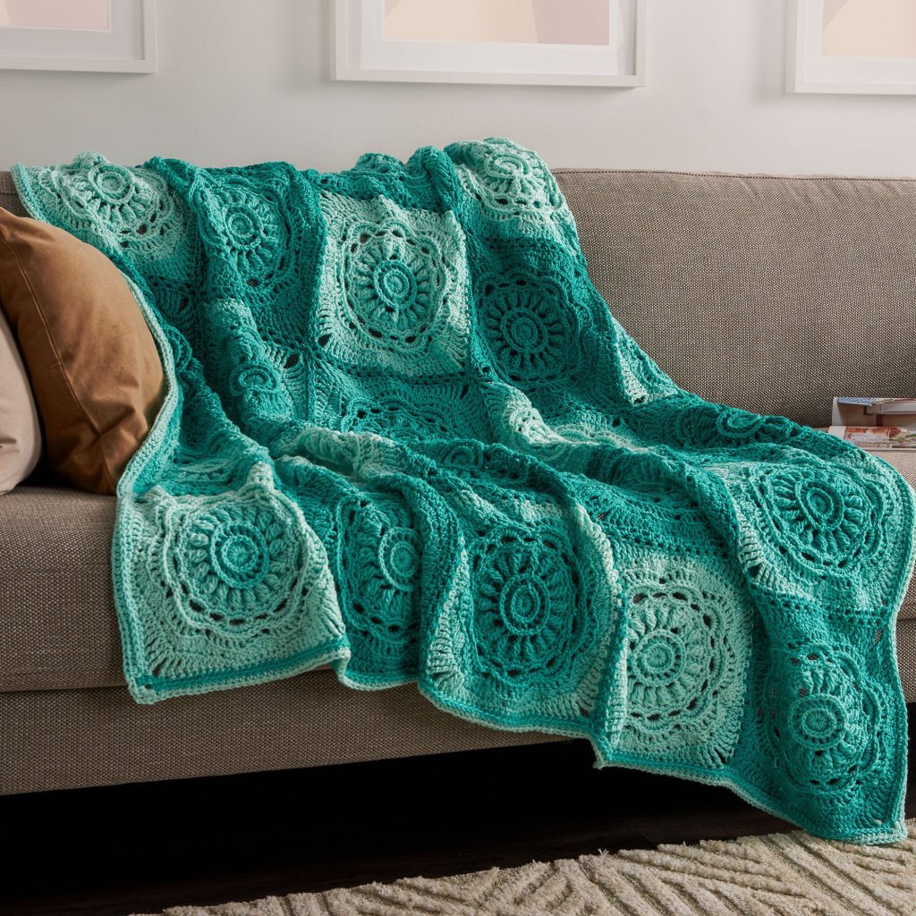 Free Crochet Pattern for a Floral Squares Throw