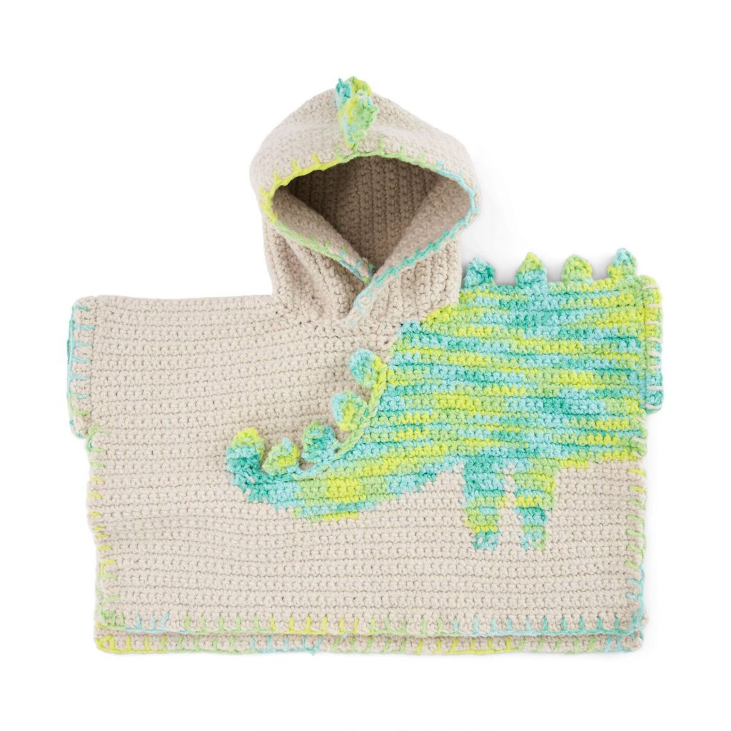 Free Baby Dino Crochet Poncho Pattern