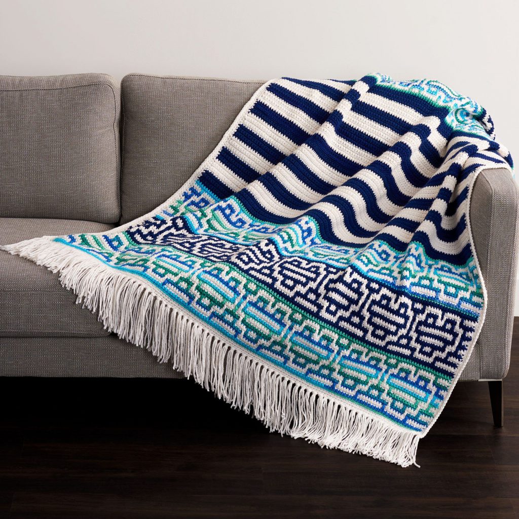 Free Crochet Hearty Stripes Mosaic Blanket