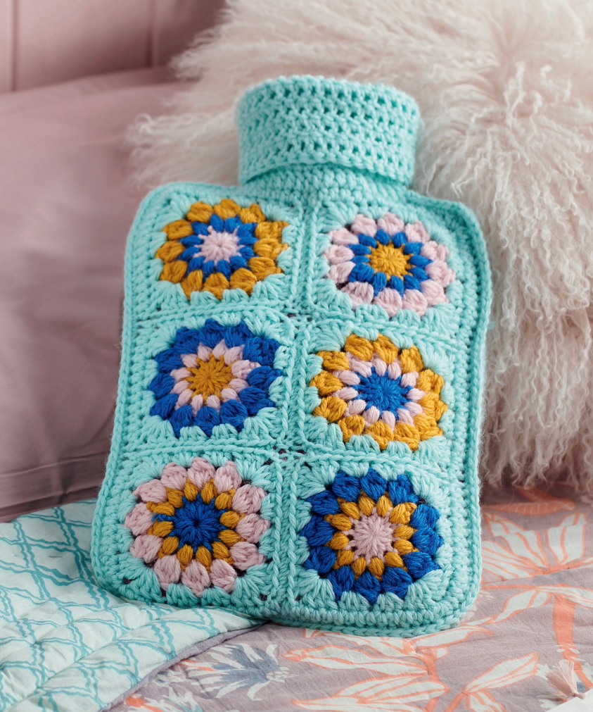 Crochet Hot Water Bottle Pattern with Granny Squares