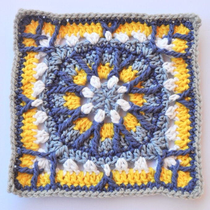 Intricate circle in a square pattern crochet