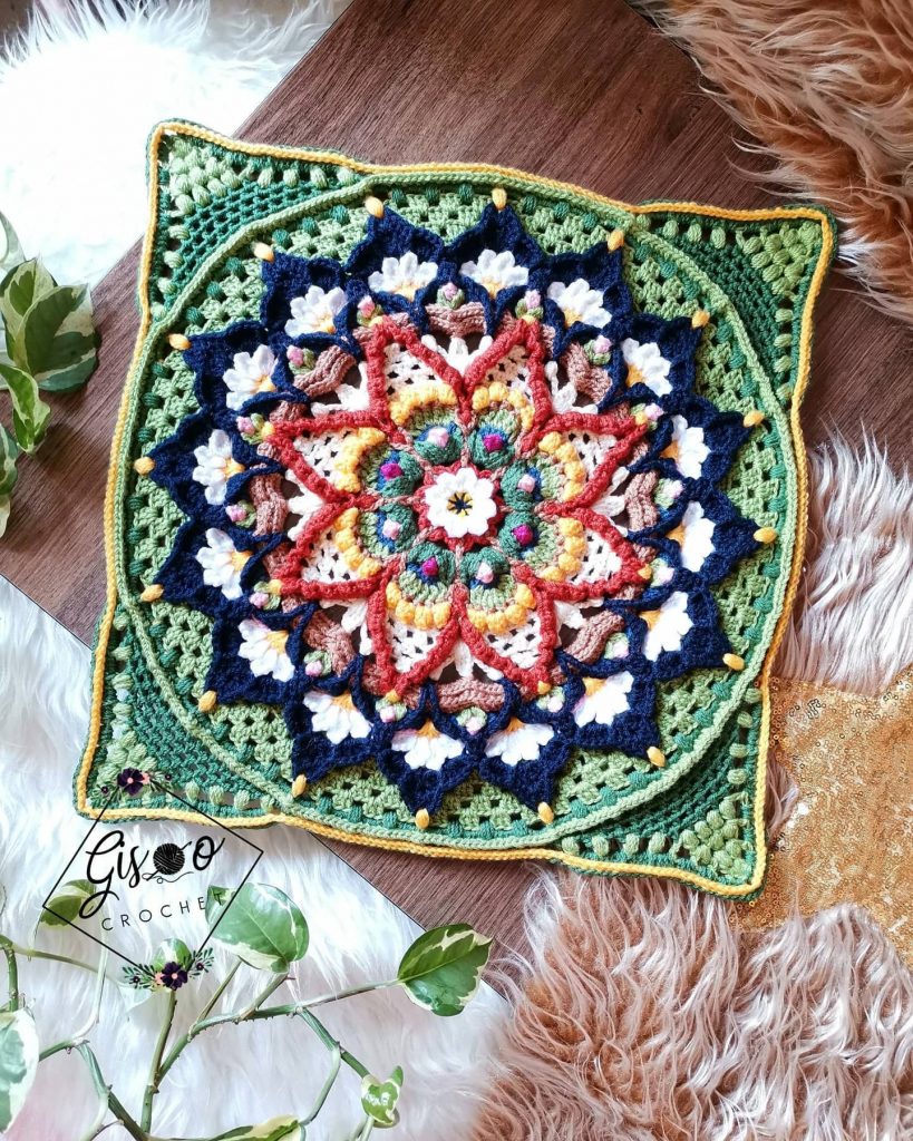 green color scheme crochet square