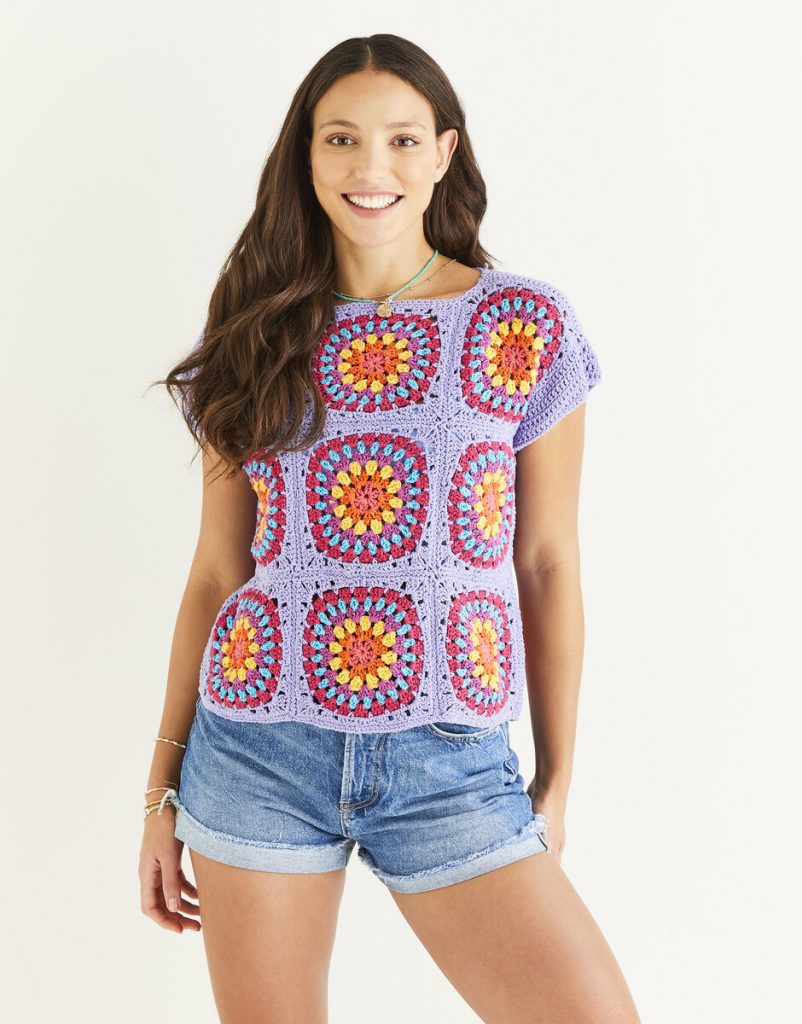 free crochet pattern for a festival granny tee