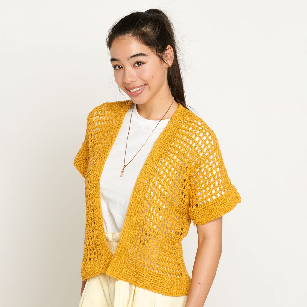 free crochet pattern for a mesh cardigan