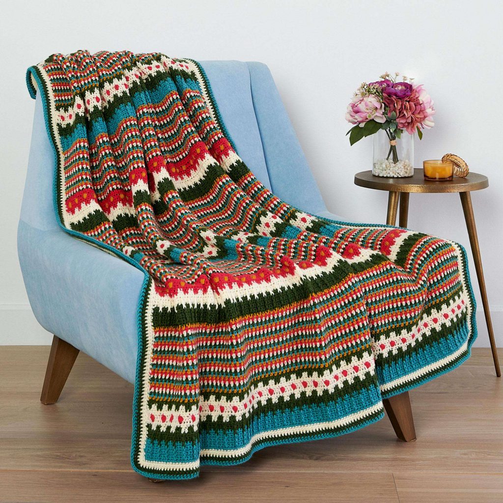 Free Patons Happy Holidays Crochet Blanket Pattern