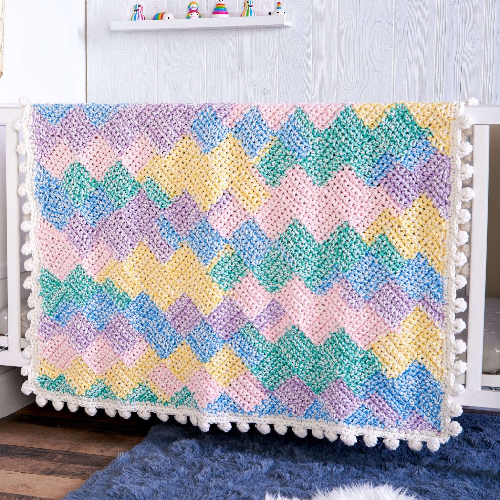 Free Pattern for an Entrelac Crochet Baby blanket