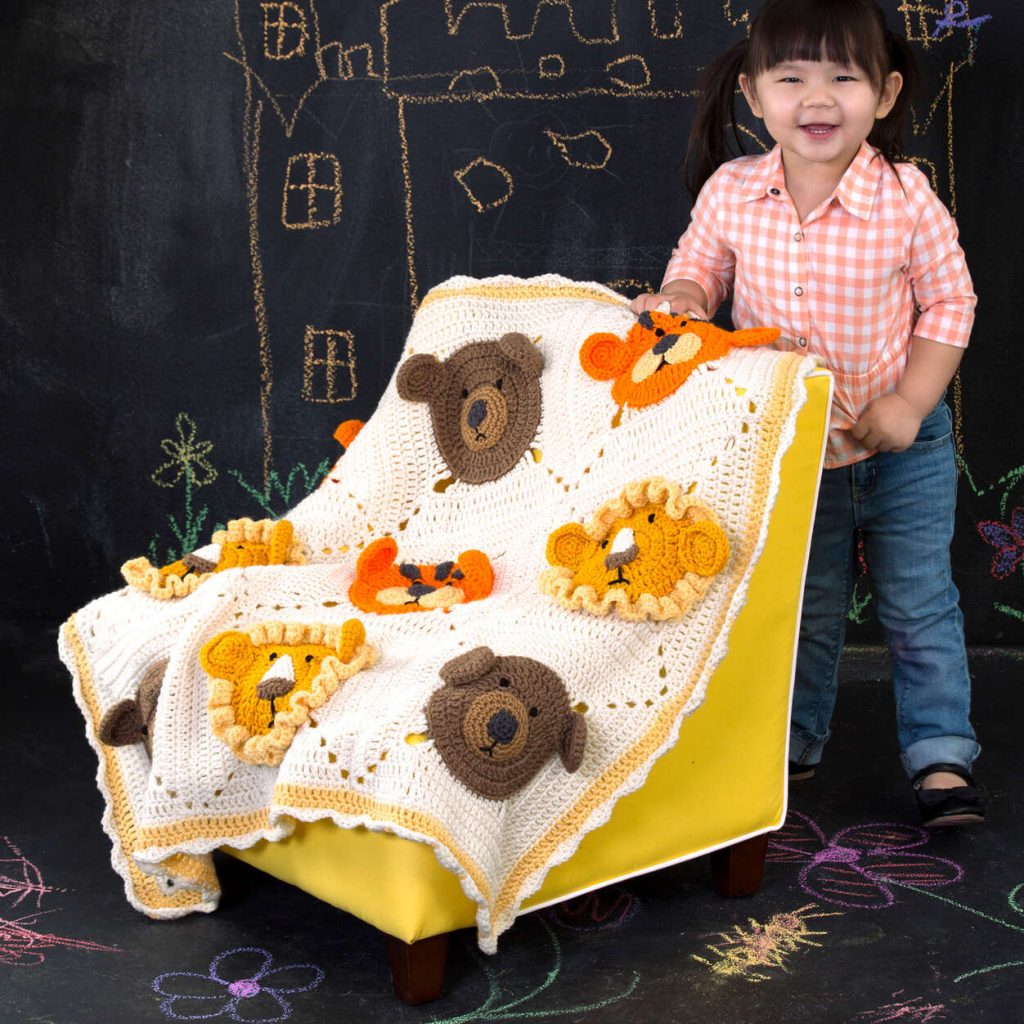 Free Unique Crochet Blanket Patterns for Babies and Kids with lions bears and tiger granny squares