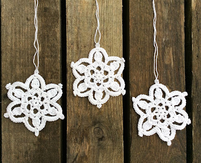 Crochet Pretty Snowflake Ornamet Motif Free Pattern