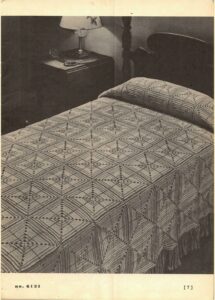 Vintage Crochet Bedspread with Solid Eyelet Granny Squares