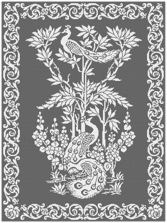 Filet crochet peacock chart