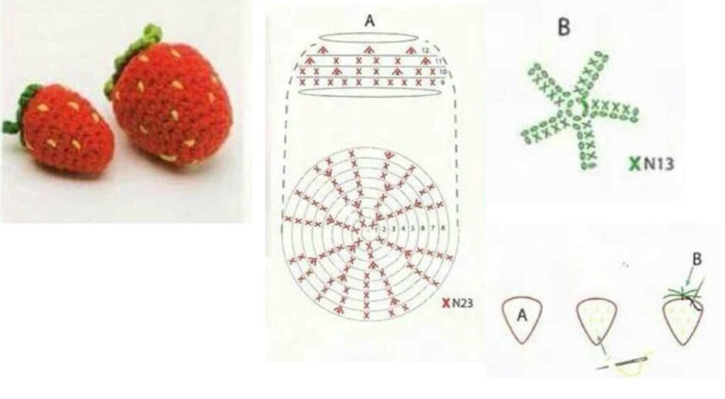 crochet little strawberry diagram